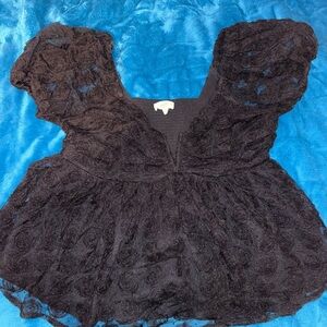 Entro Black Ruffled Peplum Blouse